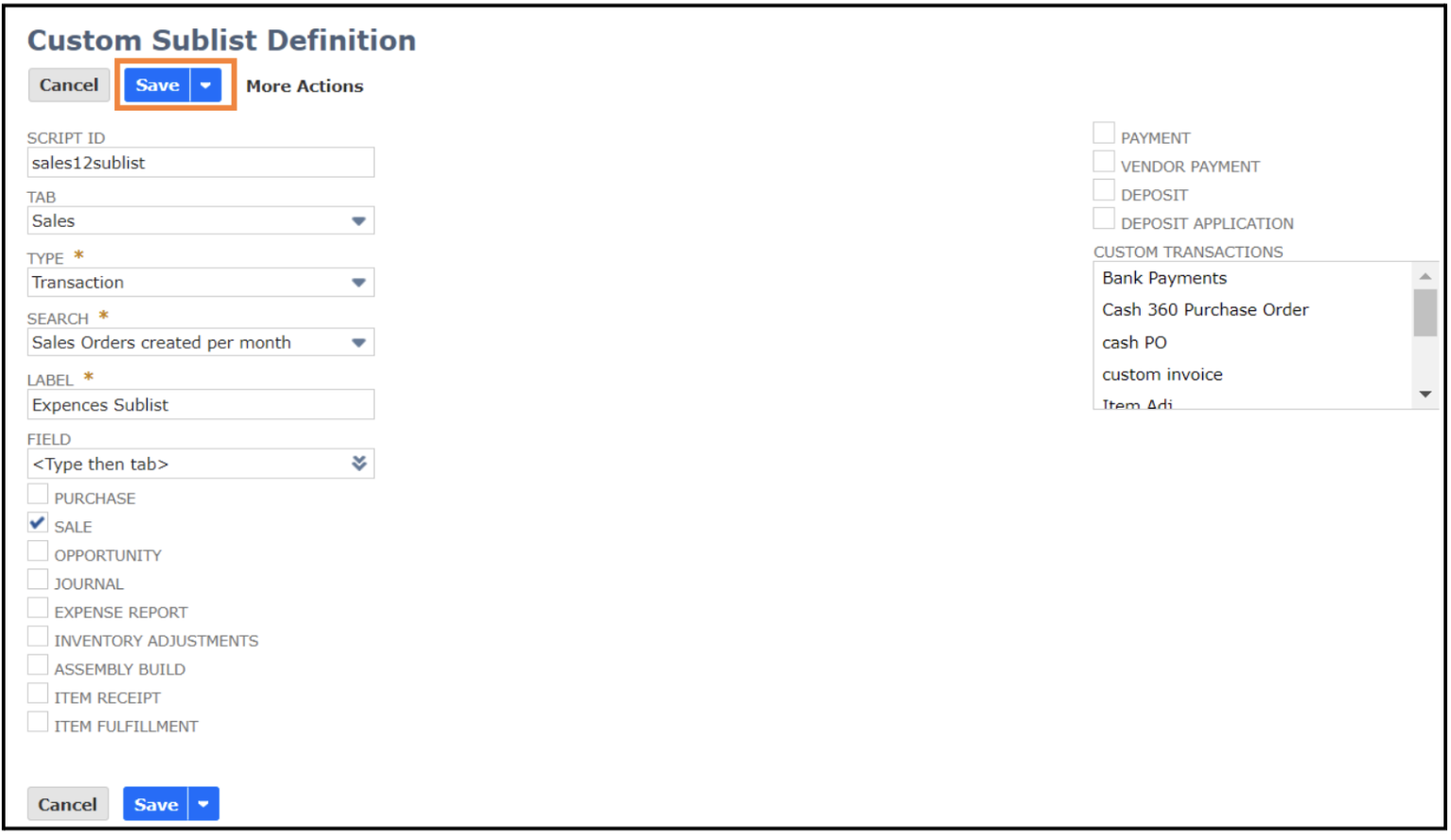 netsuite custom tabs