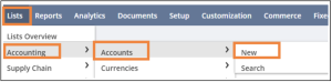 netsuite chart of accounts