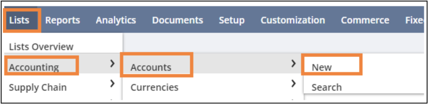 netsuite chart of accounts