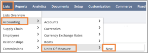 netsuite units of measure