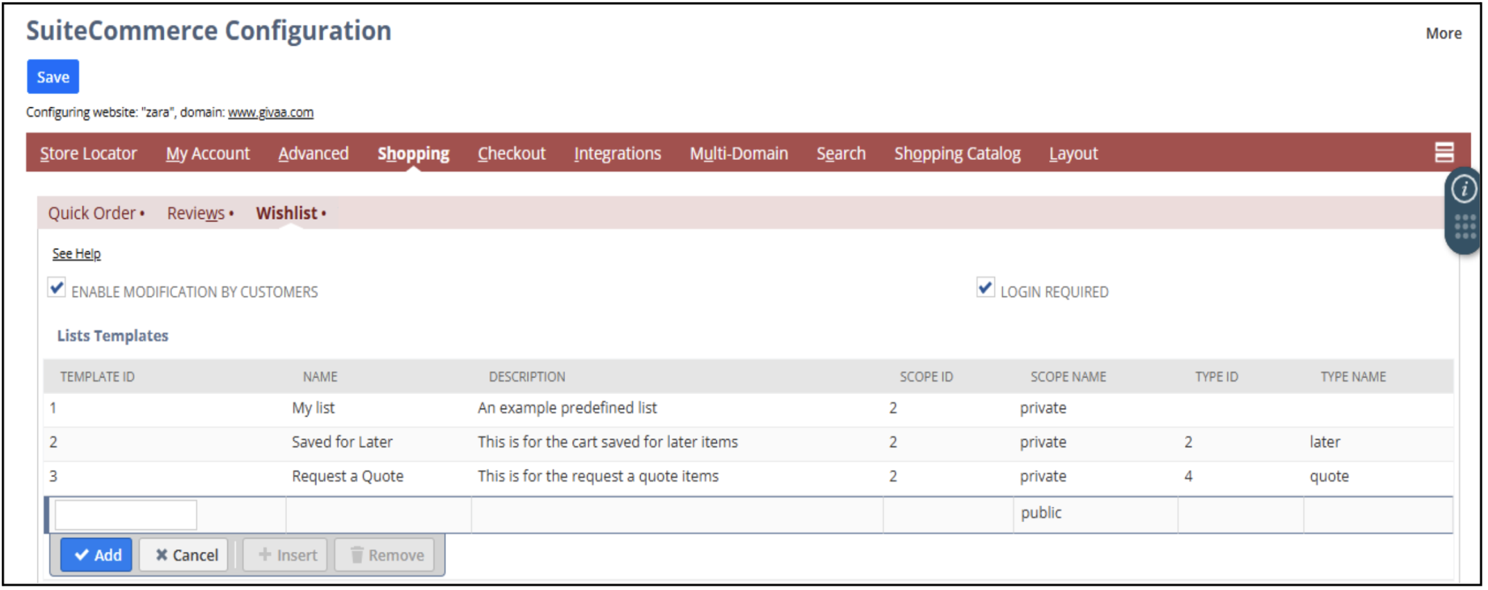 NetSuite SuiteCommerce Wishlists